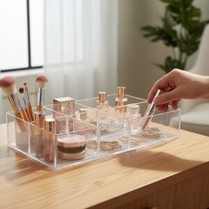 Nolee and Co. 6 Piece Glamour Grid Clear Acrylic Organizer - New Set of 2